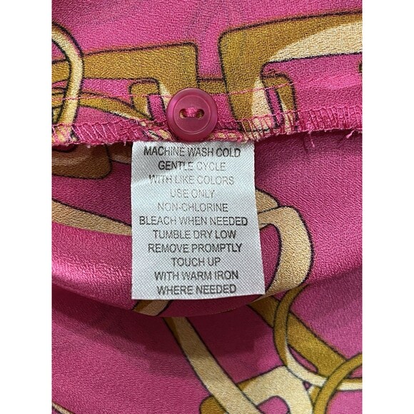 Y2K VTG 2000 Sheer Blouse Sunny leigh Womens L Fairy Core Equestrian Chain Pink - Picture 12 of 13